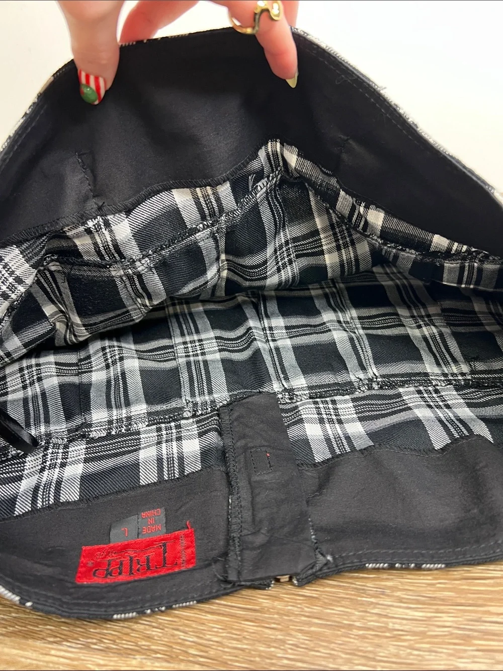 Tripp NYC Black & White Plaid Mini Skirt with O-Ring Belt Size Large